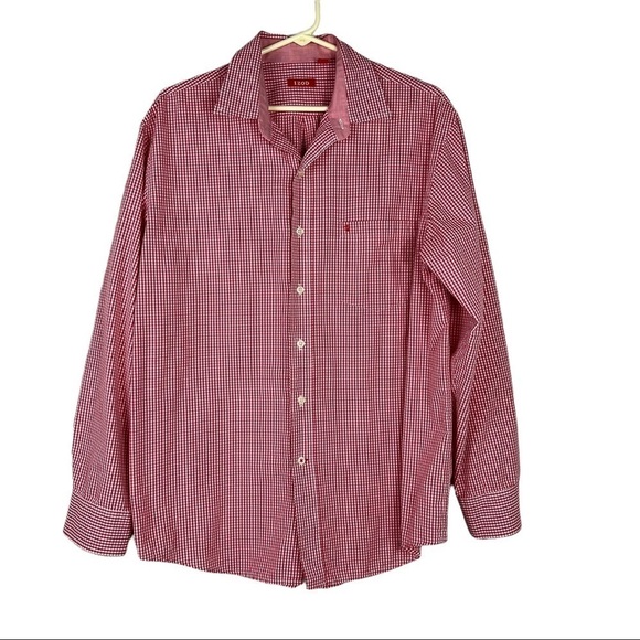 IZOD Button down red and white gingham long sleeve Size L - Picture 1 of 7